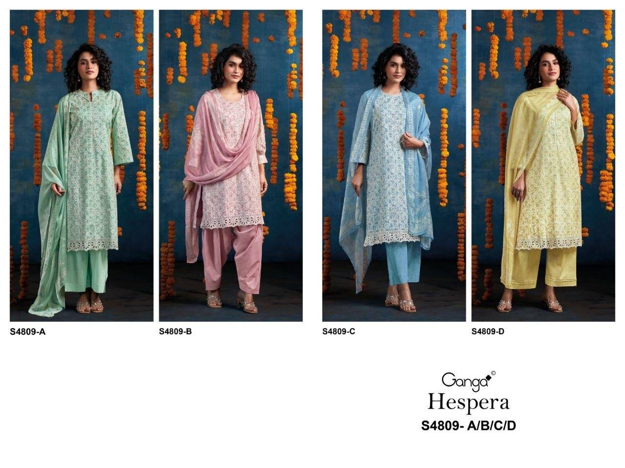 HESPERA 4809 By Ganga Fashion Stylish Beautiful Colourful PREMIUM PURE BEMBERG Dresses At Wholesale Price